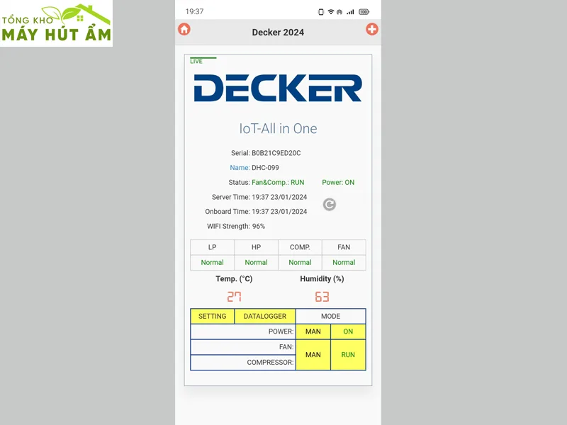 Máy hút ẩm Decker DID-500 (500L/Ngày)