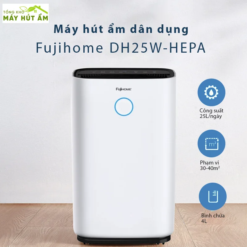 máy hút ẩm fujihome dh25w-hepa