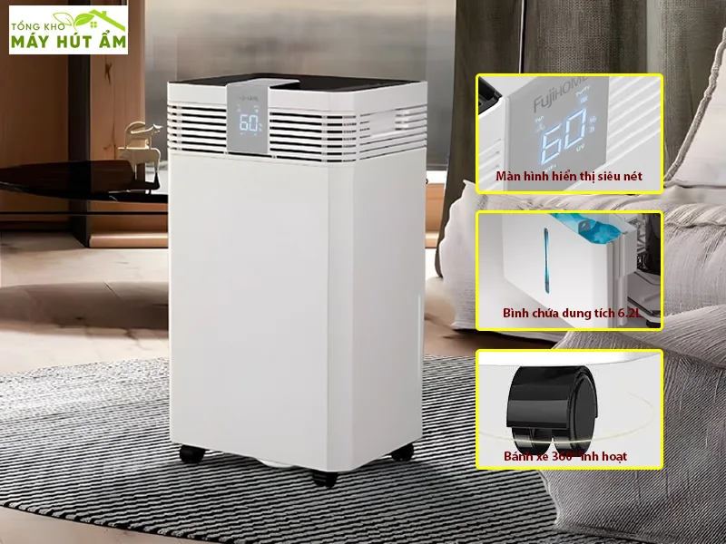 máy hút ẩm fujihome dh60w-hepa