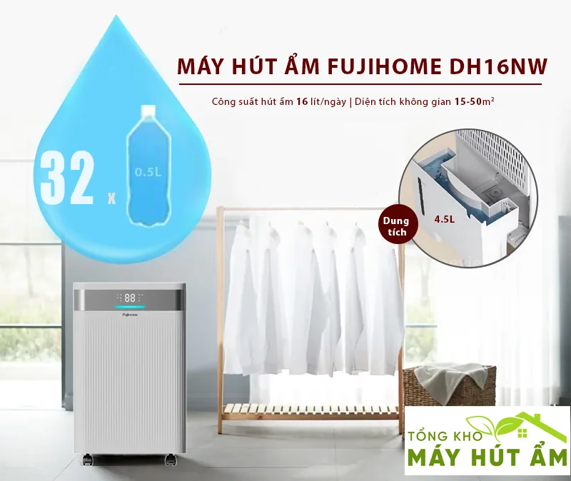 máy hút ẩm fujihome dh16nw