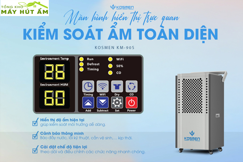 Máy hút ẩm - Tổng kho máy hút ẩm MÁY HÚT ẨM KOSMEN KM-90S