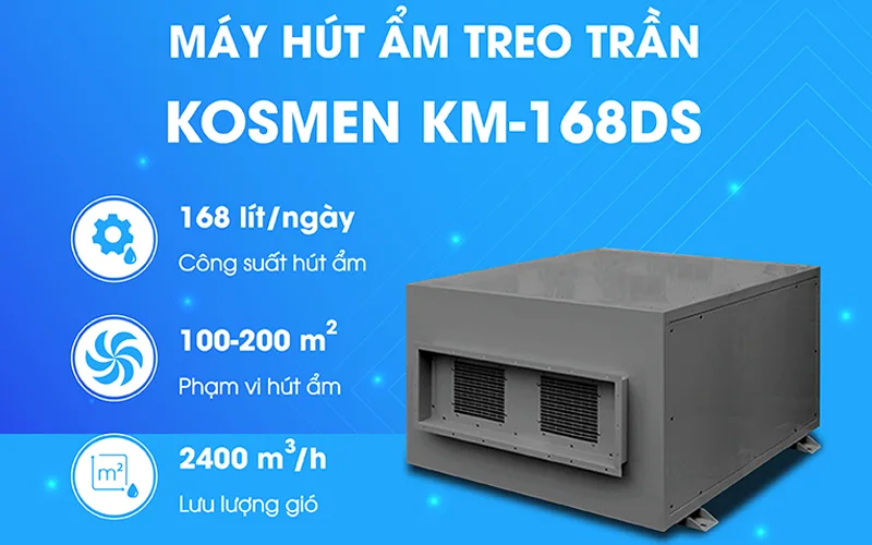 Máy hút ẩm - Tổng kho máy hút ẩm máy hút ẩm treo trần kosmen km-168ds