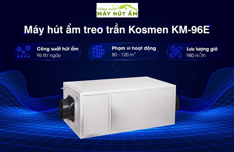 Máy hút ẩm - Tổng kho máy hút ẩm Máy hút ẩm Kosmen KM-96E (96L/Ngày)