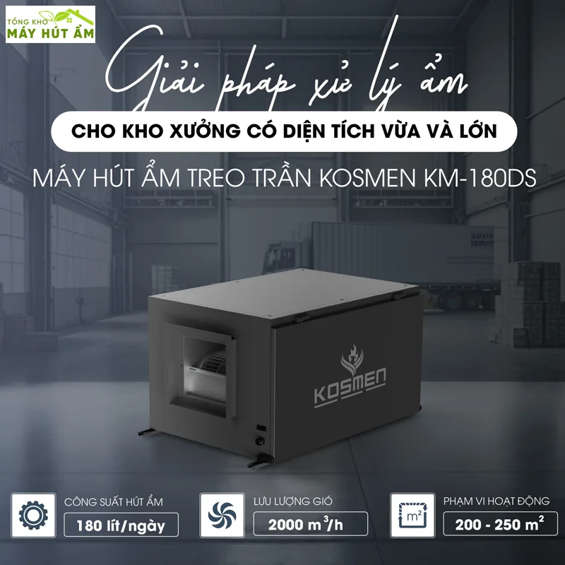 Máy hút ẩm - Tổng kho máy hút ẩm máy hút ẩm treo trần kosmen km-180ds